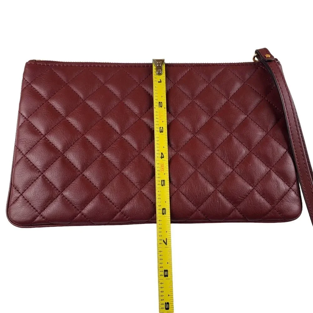 MICHAEL KORS Quilted Leather Wristlet Wallet – Burgundy / Oxblood